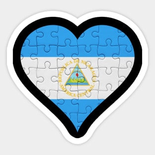 Nicaraguan Jigsaw Puzzle Heart Design - Gift for Nicaraguan With Nicaragua Roots Sticker